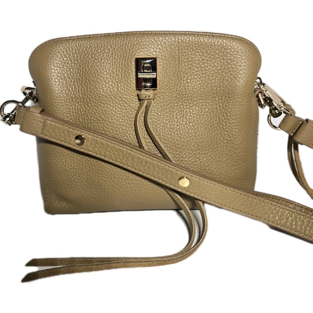 Rebecca Minkoff Crossbody Bag Purse Tan Leather Fringe Pebbled With Dust Bag